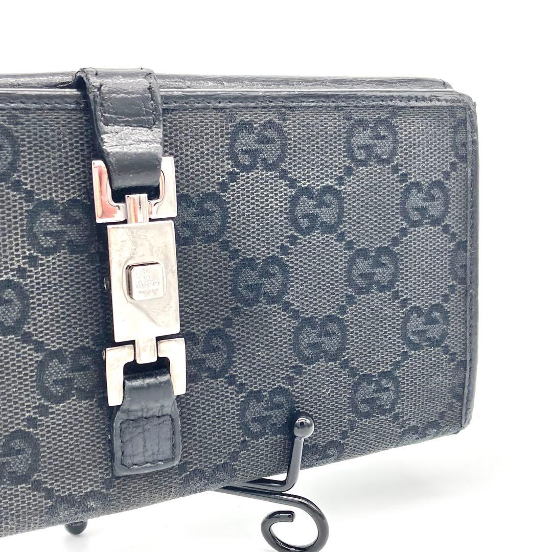 GUCCI グッチ ジャッキー 長財布 GGキャンバス レザー ブラック