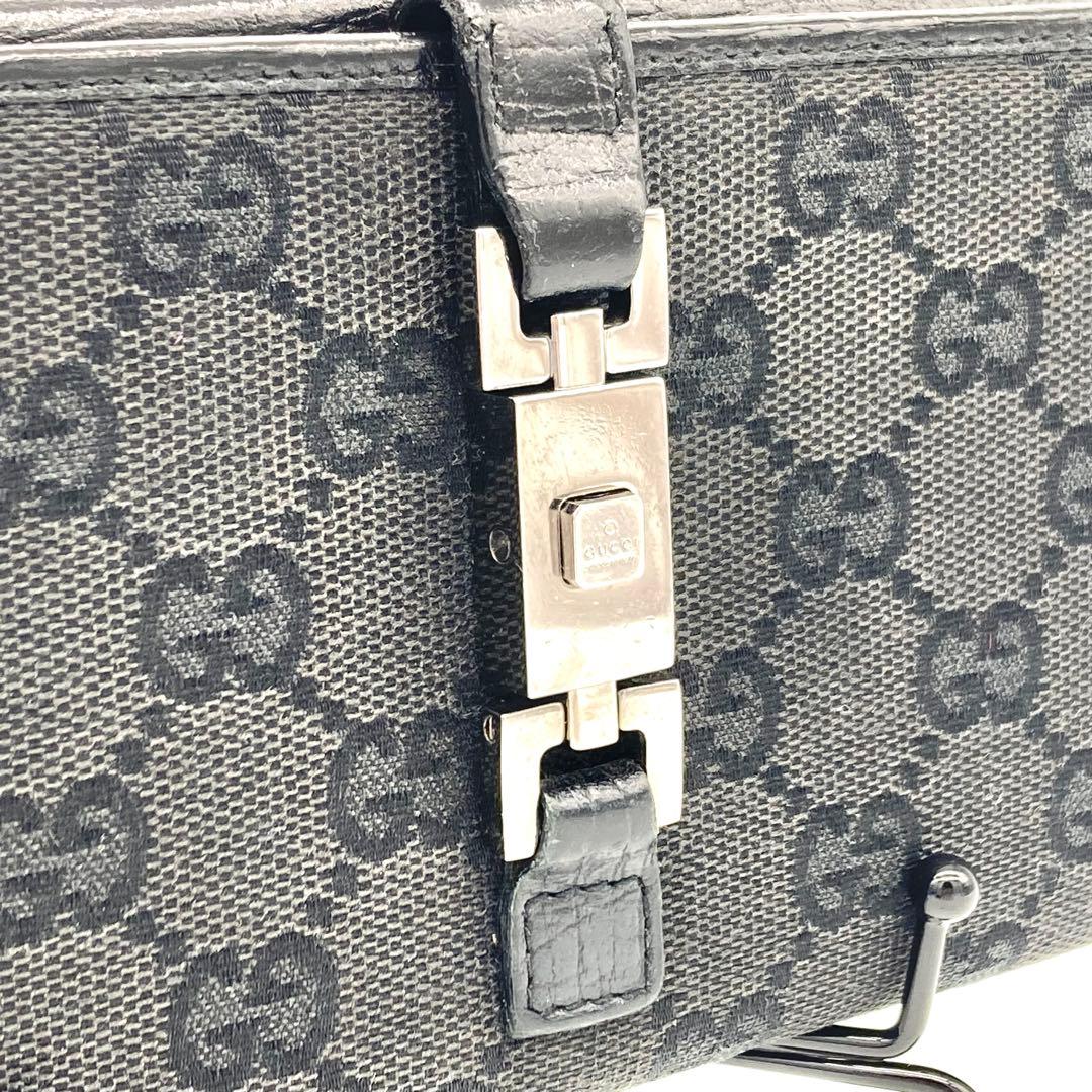 GUCCI グッチ ジャッキー 長財布 GGキャンバス レザー ブラック