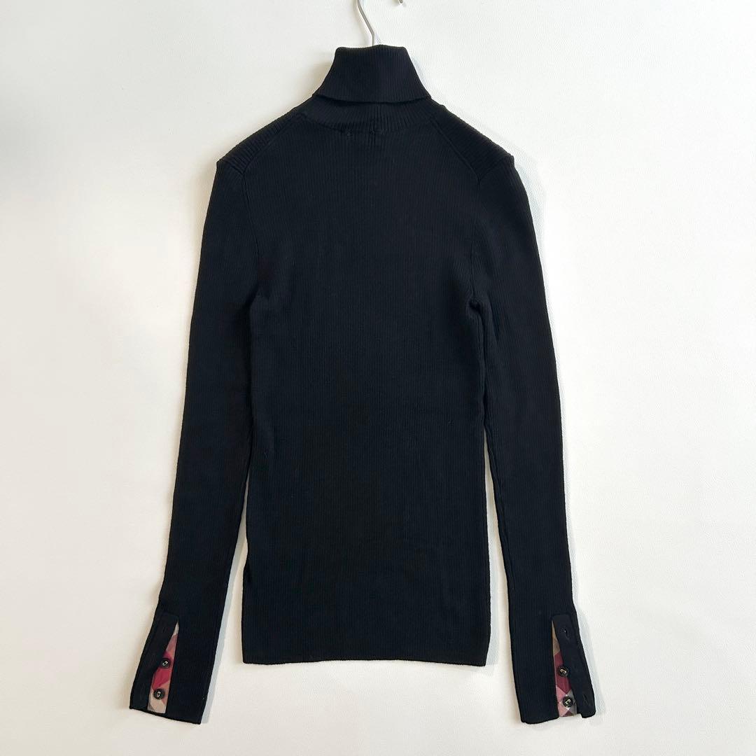 BLUE LABEL✨タートルネック ノバチェック リブニット ブラック　38