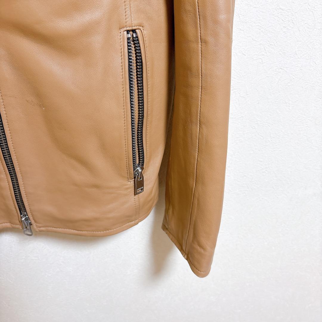 ジャックローズ シングル ライダースジャケット 羊革 ラムレザー 本革 キャメル