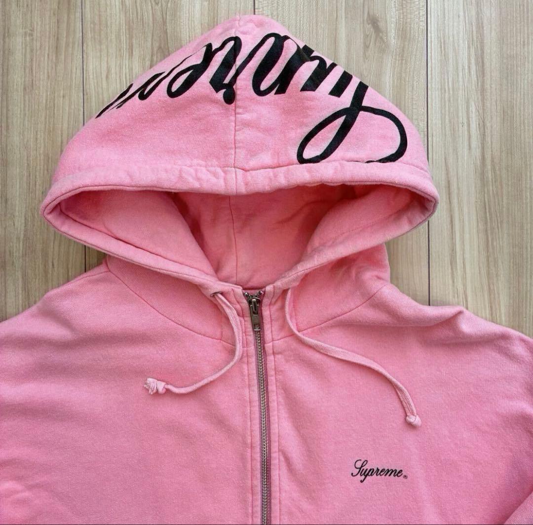 Supreme ピンク フード付きパーカー M 値下げ❌