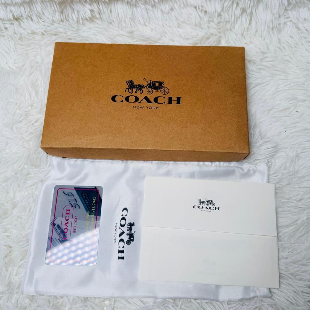 【新品未使用品】COACH メンズ　長財布　ブルー×カモフラ柄　迷彩柄 箱付き