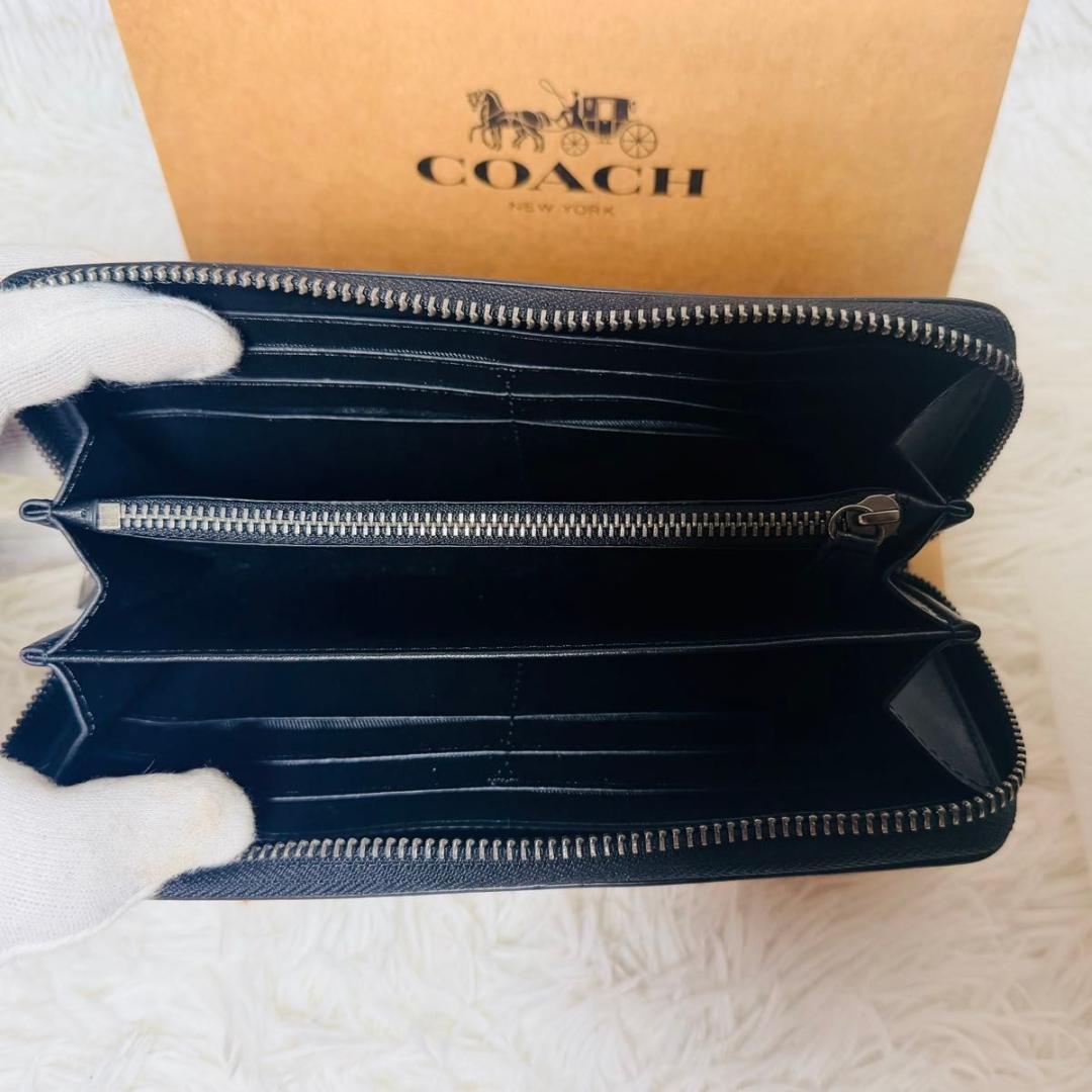 【新品未使用品】COACH メンズ　長財布　ブルー×カモフラ柄　迷彩柄 箱付き