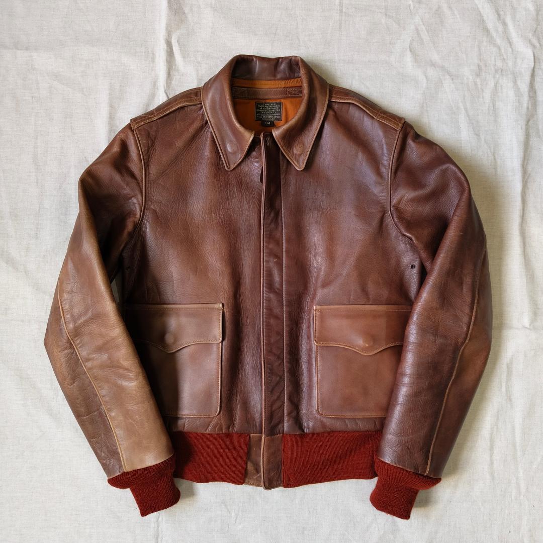 バズリクソンズ A-2 フライトジャケット 赤リブ 1942年モデル 34