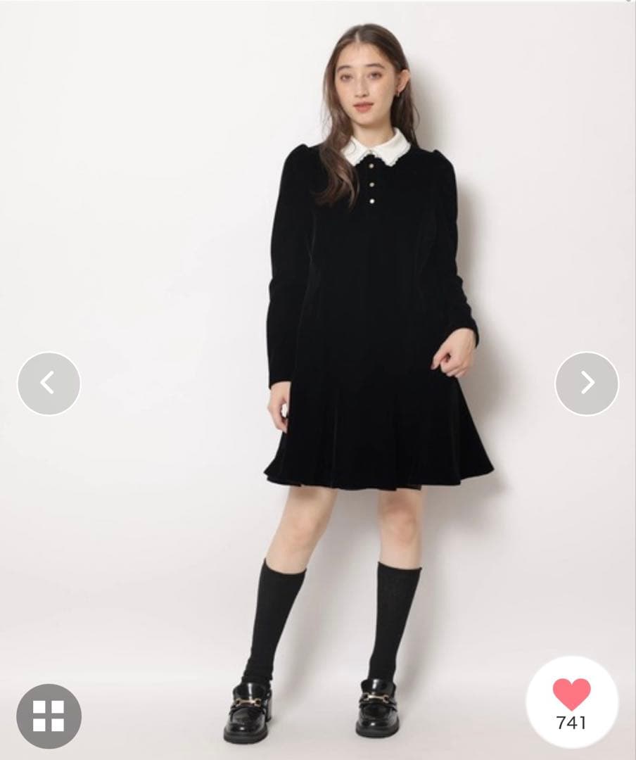 Rirandture ベルベットカラーミニワンピース