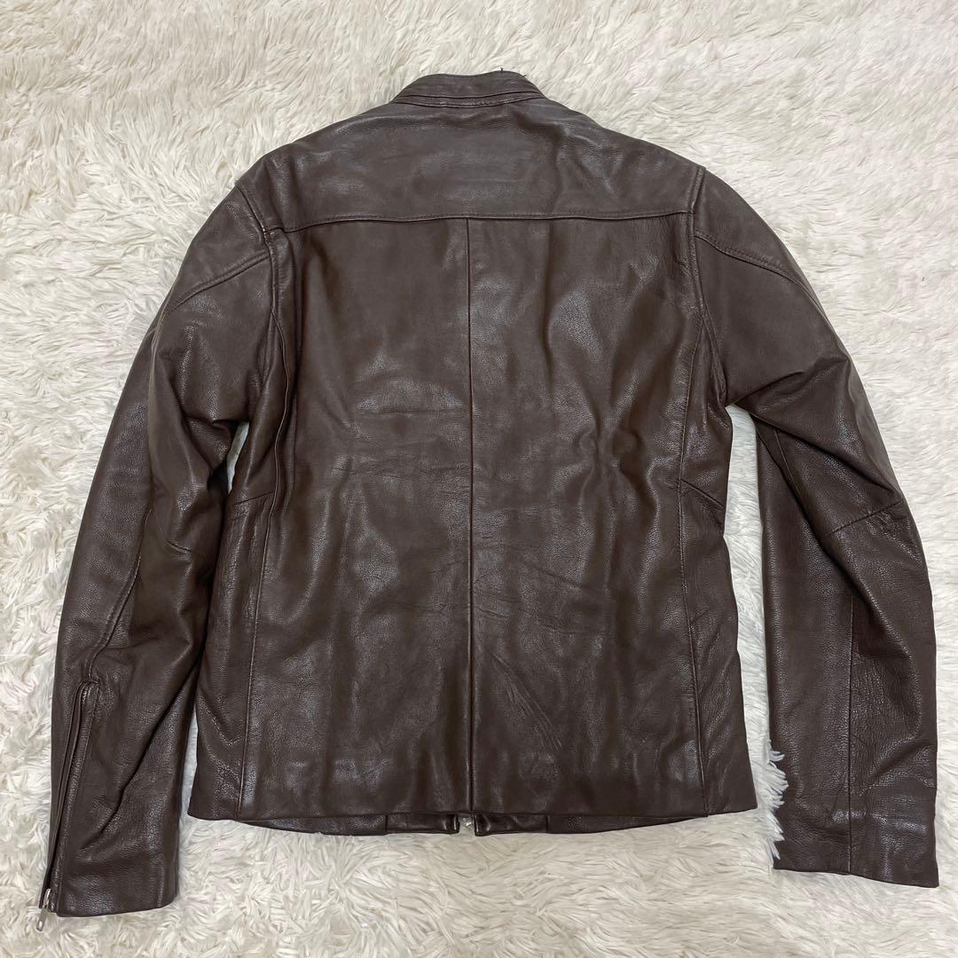 ユナイテッドアローズ レザージャケット ライダース シングル やぎ革 茶