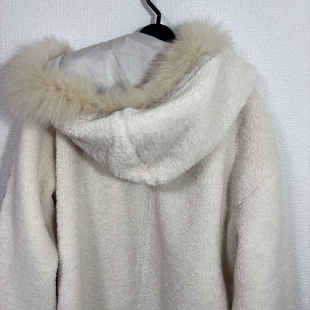 LASUD ファーボアコート　アイボリー　未使用品　サイズ9号　定価34000円