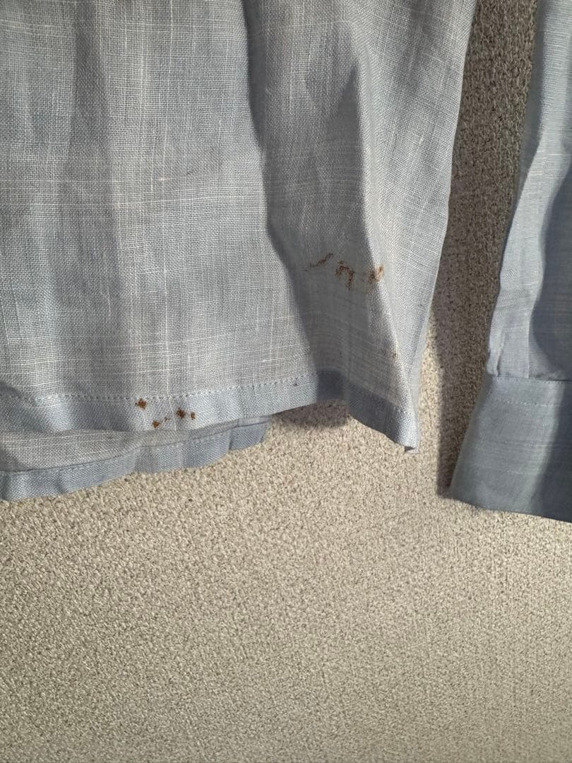 エルメス　HERMES メンズ　水色 長袖シャツ ジッパー付き　L リネン