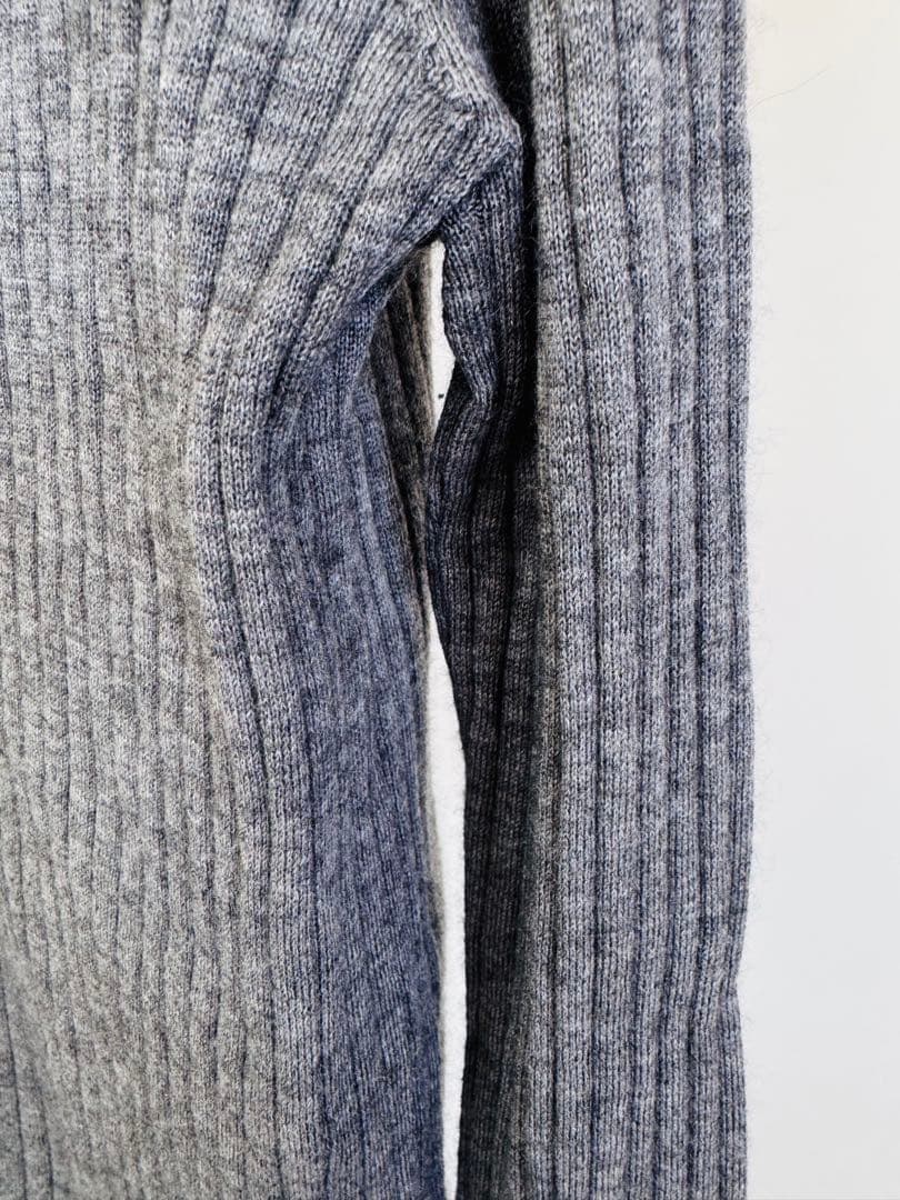 ドゥロワー シルクカシミヤ リブタートルニット 霜降りグレー