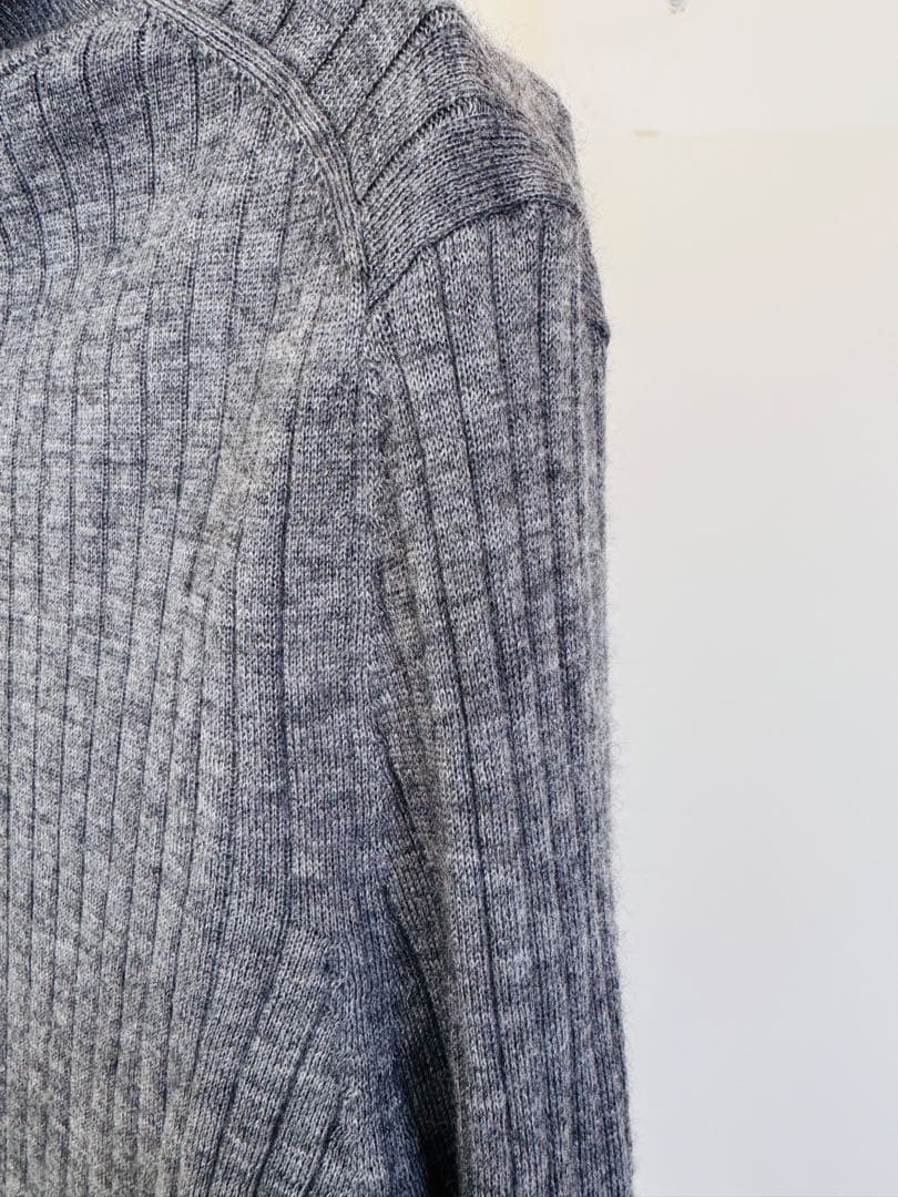 ドゥロワー シルクカシミヤ リブタートルニット 霜降りグレー