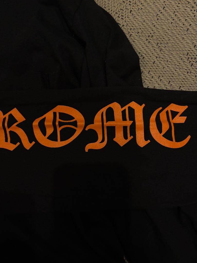 超美品 ハワイ購入 CHROME HEARTS ブラック オレンジ (L)ロンT