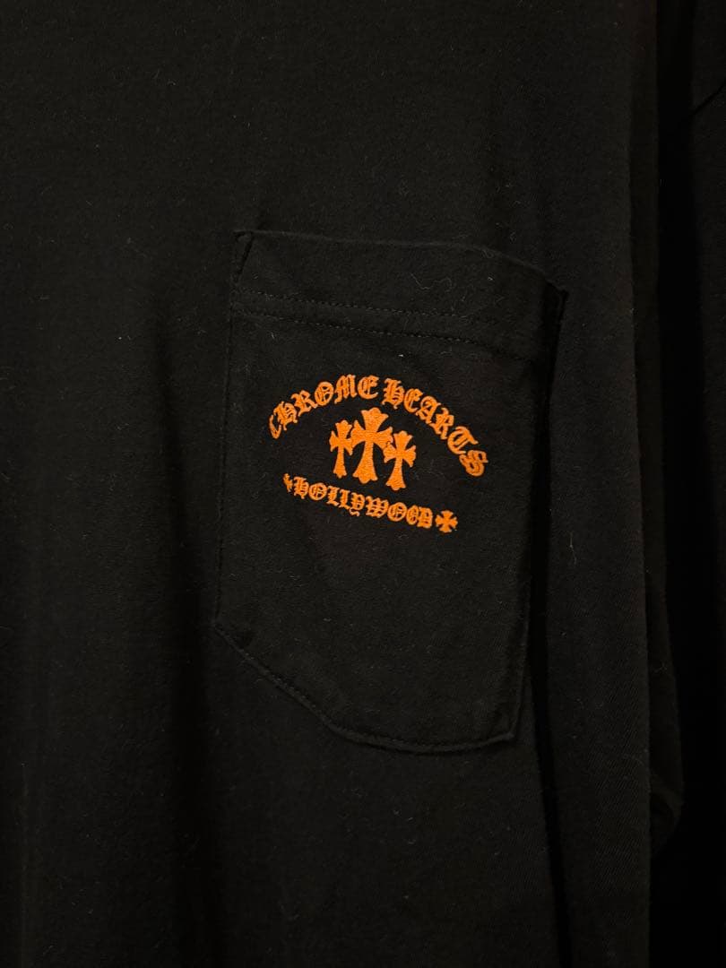 超美品 ハワイ購入 CHROME HEARTS ブラック オレンジ (L)ロンT
