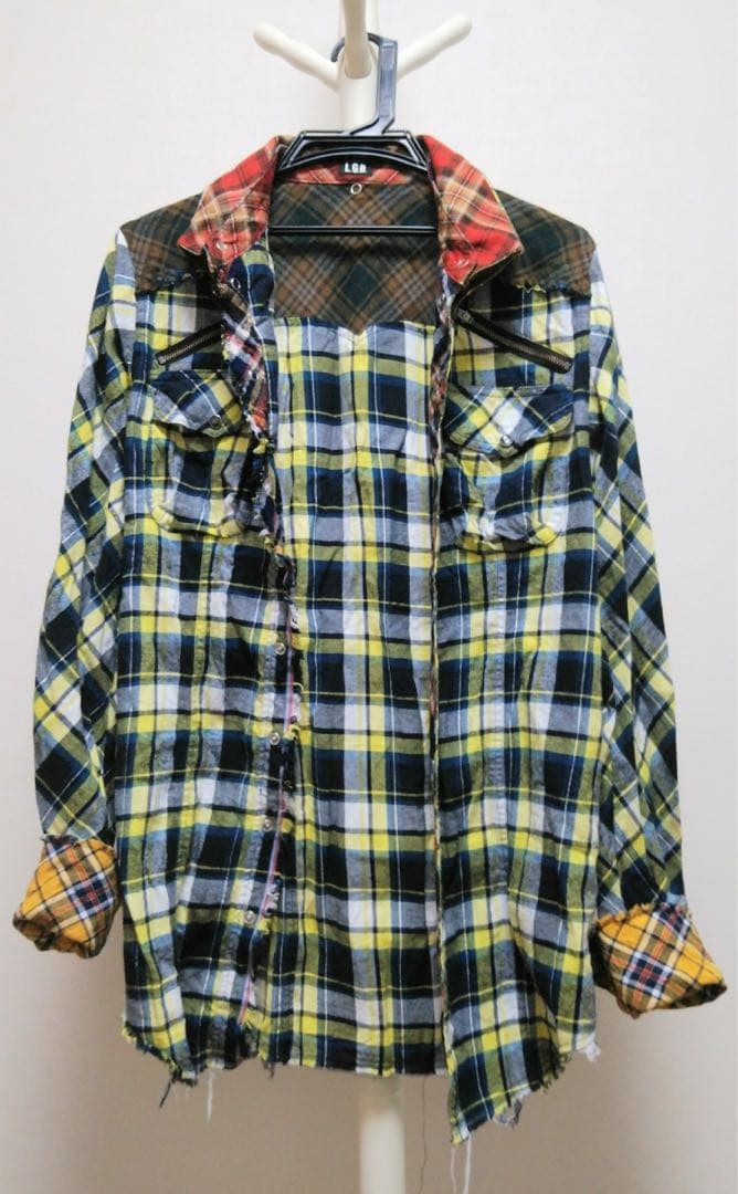 LGBルグランブルーチェック柄ネルシャツ イエロー/ネイビー