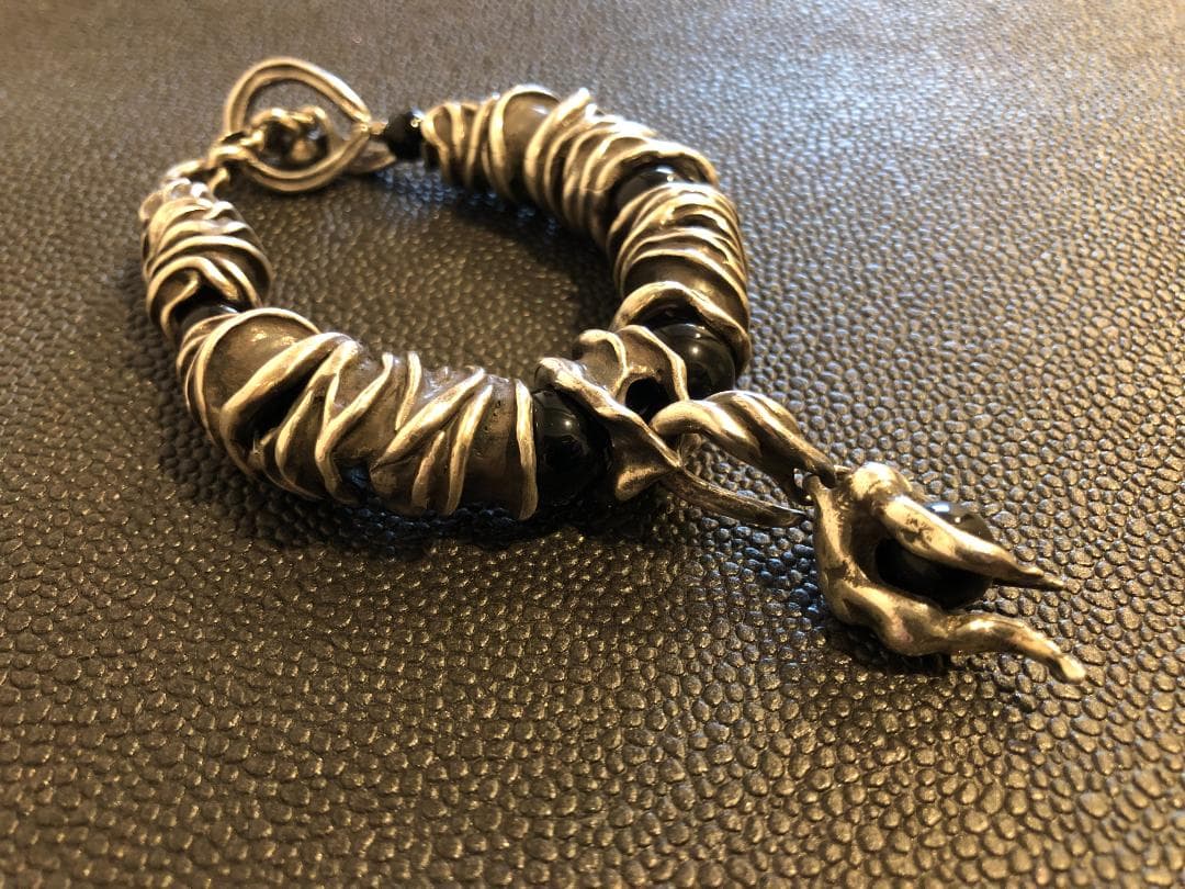 SV925 シルバー　オニキス　ブレスレット　ブレス　脈