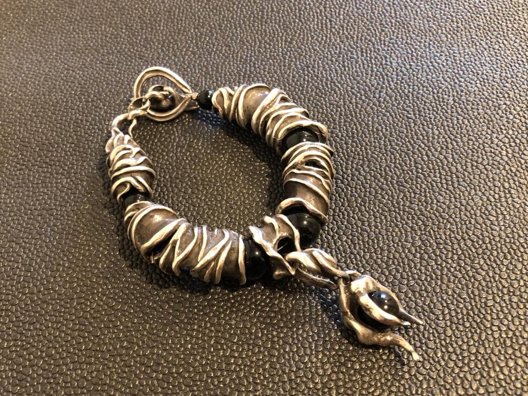 SV925 シルバー　オニキス　ブレスレット　ブレス　脈