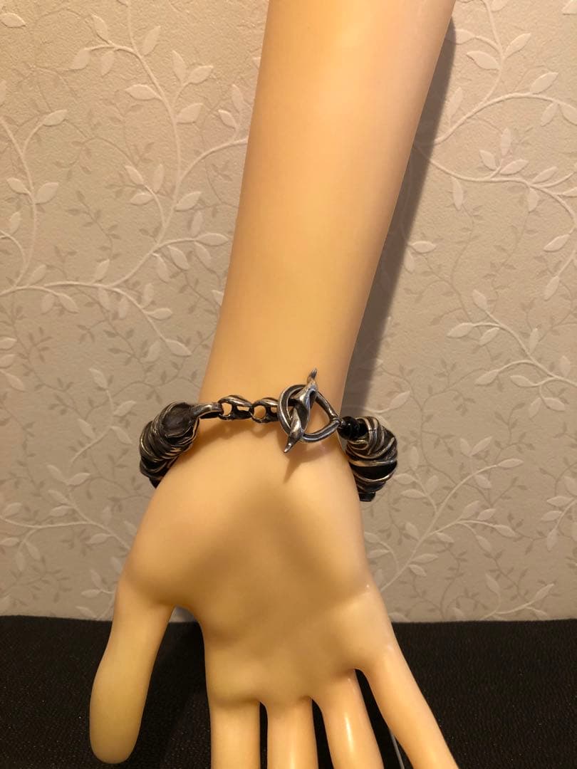 SV925 シルバー　オニキス　ブレスレット　ブレス　脈