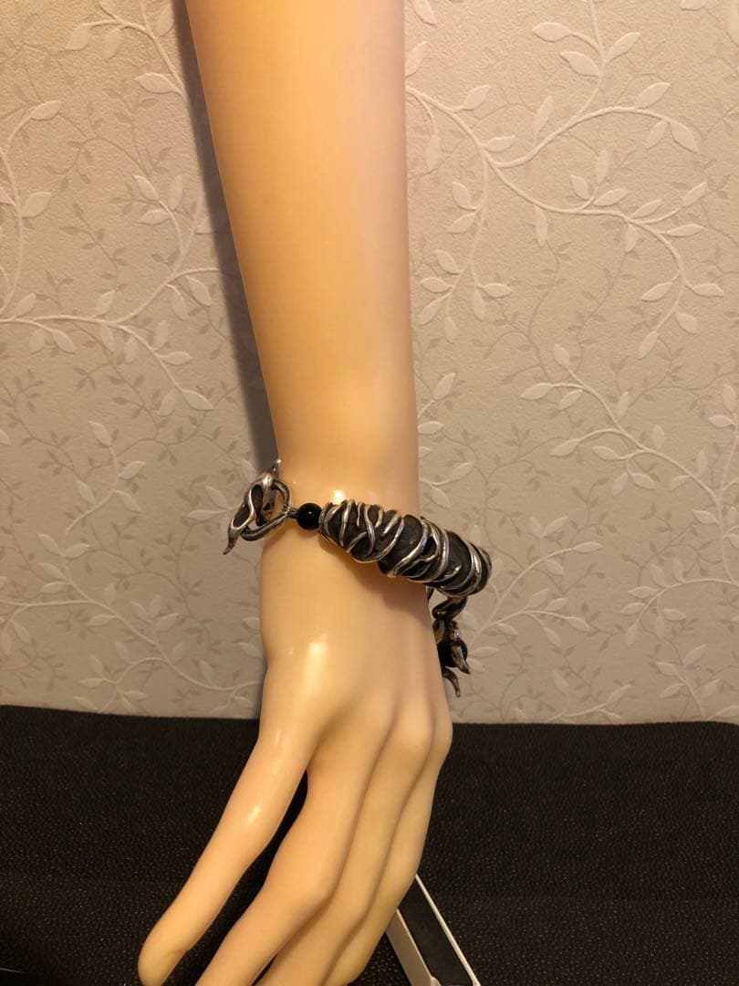 SV925 シルバー　オニキス　ブレスレット　ブレス　脈