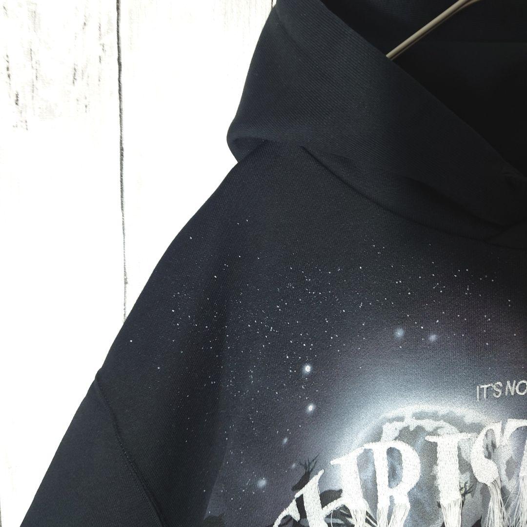 【未使用タグ付】 ダブレット　フリンジ　クリスマス　刺繍ロゴ　パーカー　黒