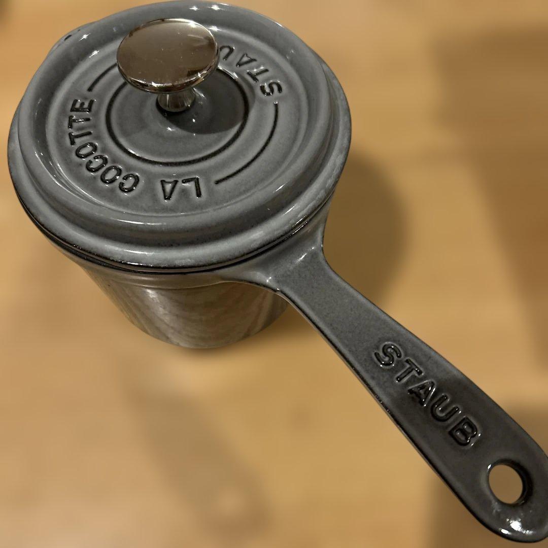 STAUB 鋳鉄 片手鍋 グレー 蓋付き　スープポット　14 ストウブ