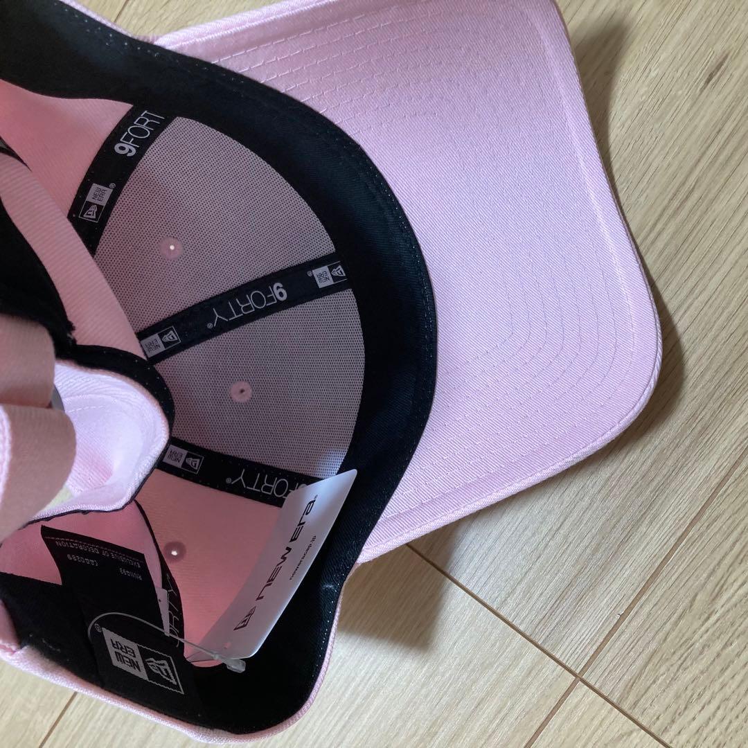 newera 9FORTY ピンク ラインストーン クラシックロゴ キャップ