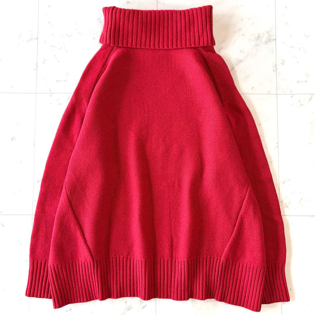 美品 ドレステリア 洗える ウールブレンド タートルネックニットプルオーバー 赤