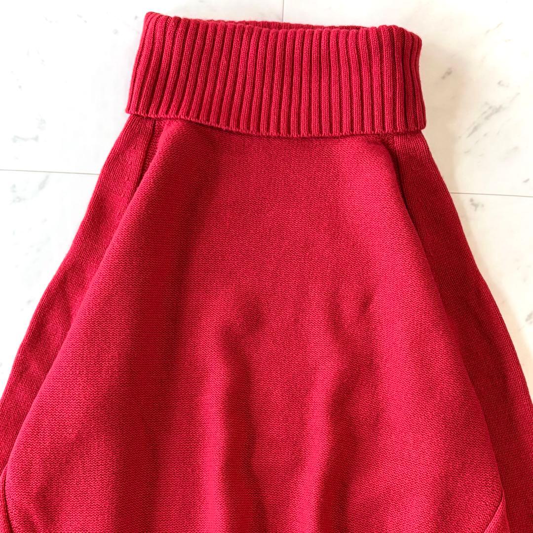 美品 ドレステリア 洗える ウールブレンド タートルネックニットプルオーバー 赤