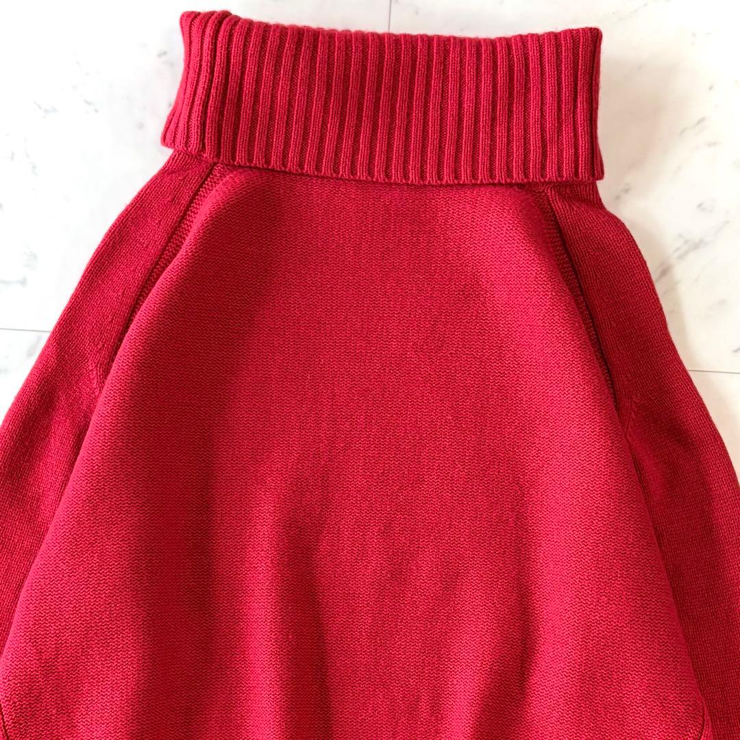 美品 ドレステリア 洗える ウールブレンド タートルネックニットプルオーバー 赤