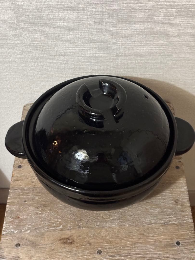 長谷園　かまどさん　3合炊き　黒色 土鍋