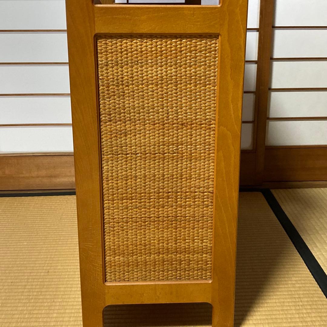 美品　オールドカリモク　ラタン　電話台　FAX台　キャビネット