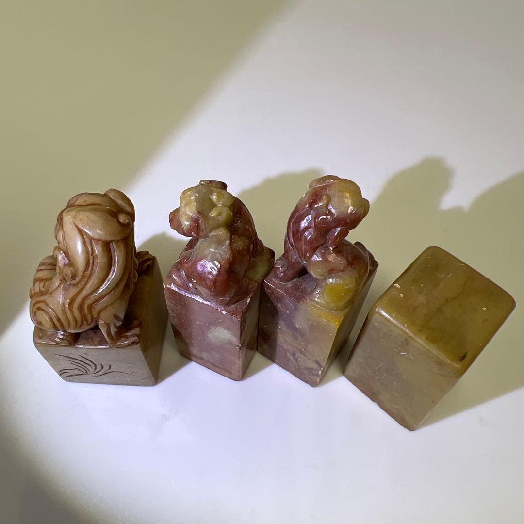 中国古玩　寿山石印材　1346g 高さ約6~13.5㎝　東Y8-0204☆2F