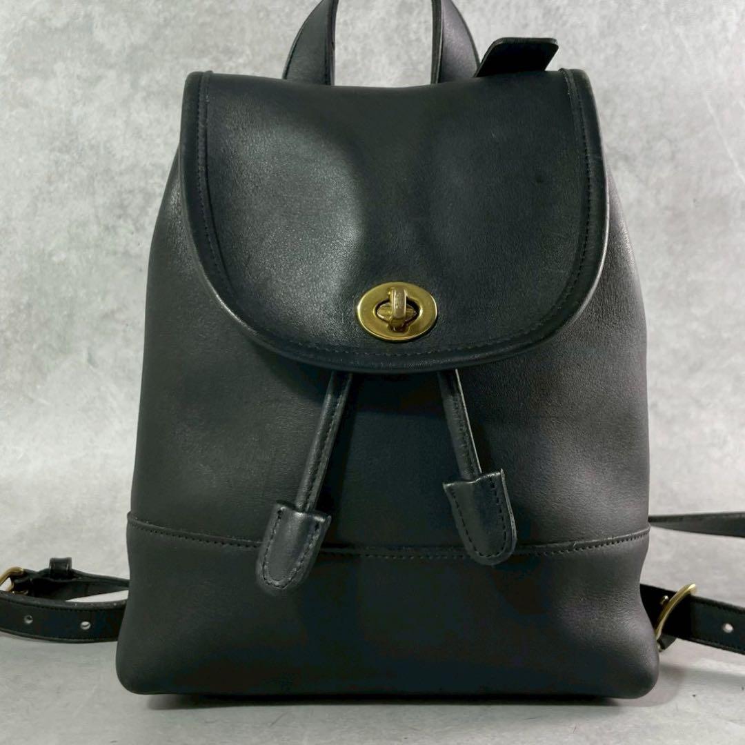 COACH オールドコーチ リュック グラブタンレザー ターンロック ブラック