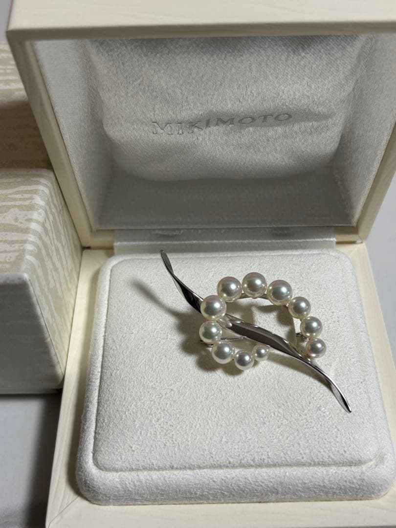 美品)　K18wgミキモト真珠 ブローチ