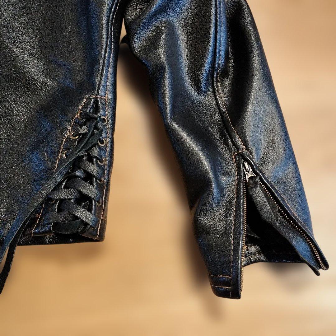 Langlitz Leathers 黒 レザー シングルライダースジャケット