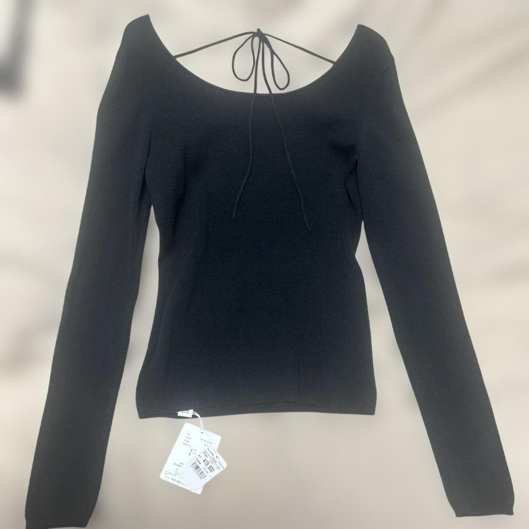 トップス CLANE ARRANGE RIBBON KNIT TOPS BLACK