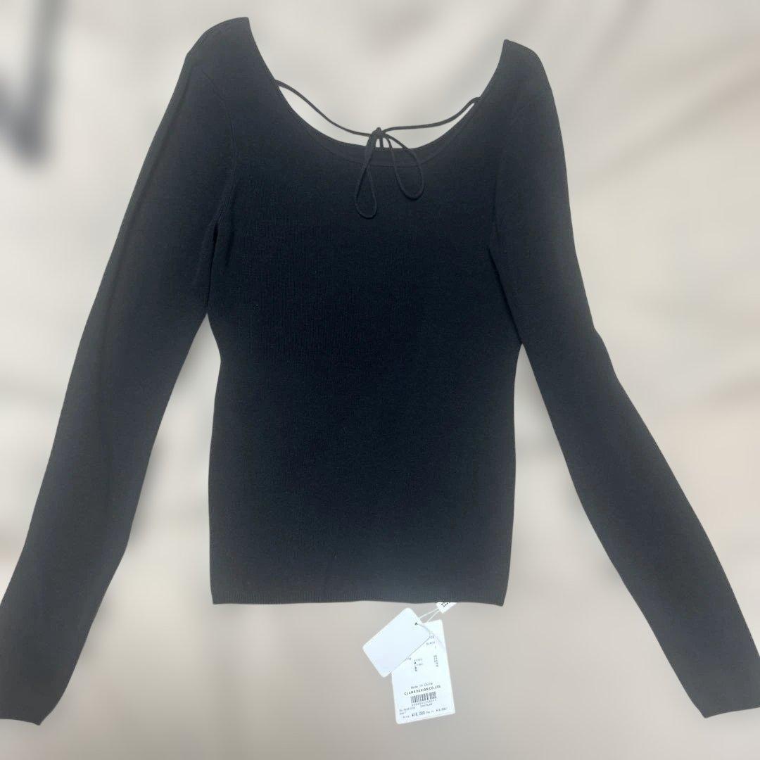 トップス CLANE ARRANGE RIBBON KNIT TOPS BLACK