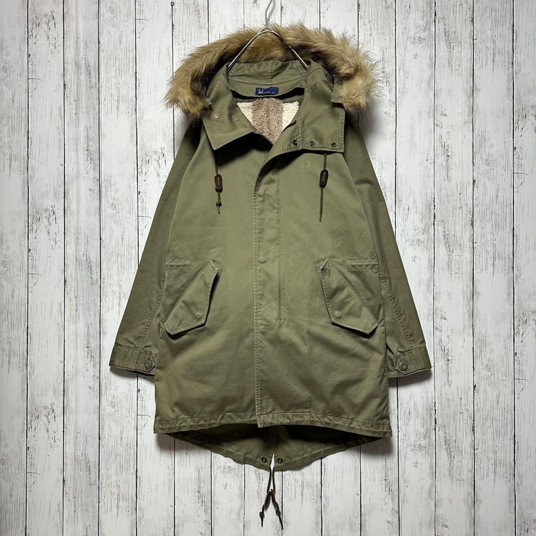 【FREDPERRY】モッズコート☆ユニオンジャック☆ライナーファー脱着可S〜M