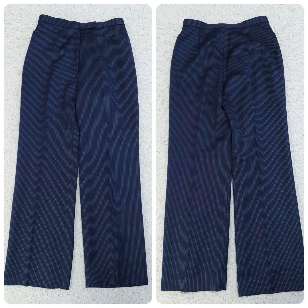 銀座マギー　パンツスーツ　セットアップ　背抜き　ネイビー　ストライプ　40