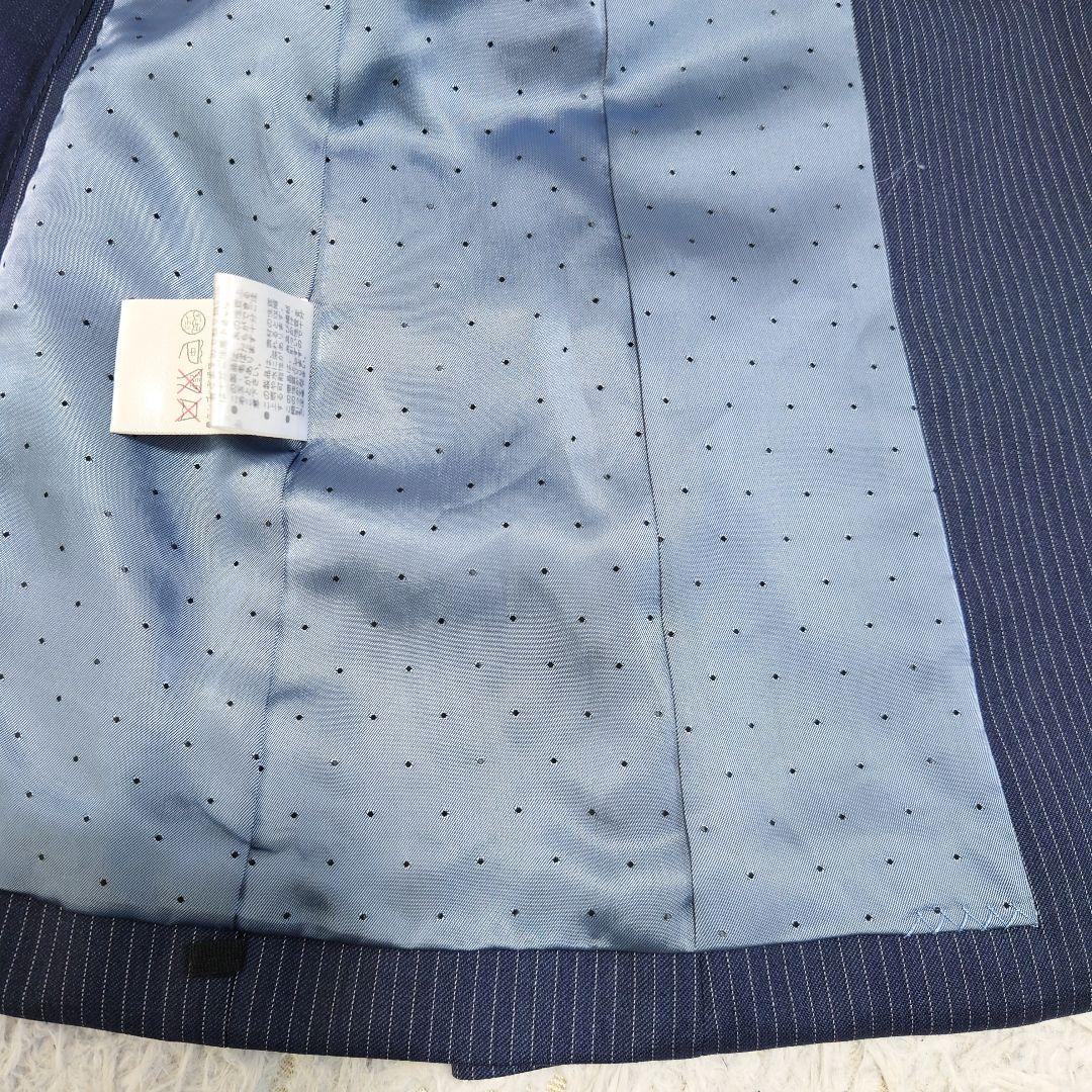 銀座マギー　パンツスーツ　セットアップ　背抜き　ネイビー　ストライプ　40