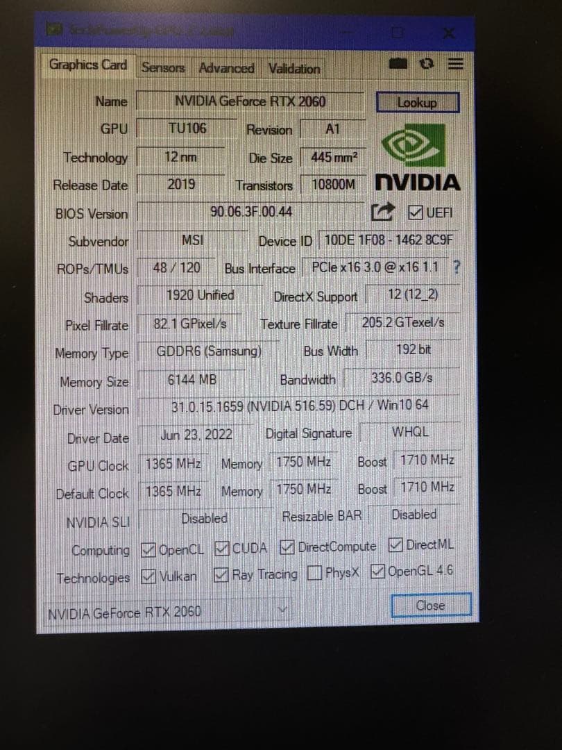 グラフィックボード・グラボ・ビデオカード MSI GPU RTX2060