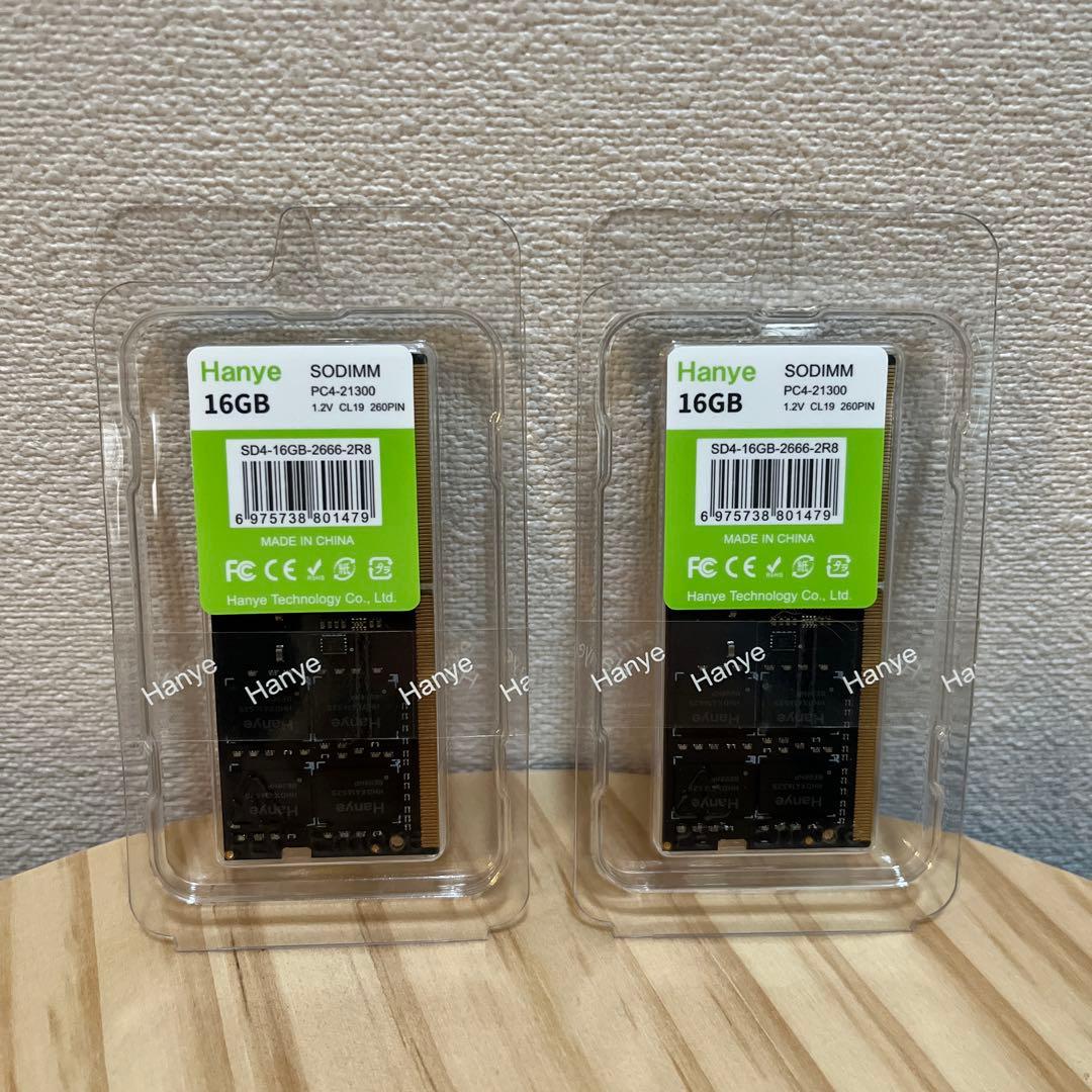 Hanya 16GB 2枚DDR4 PC4-21300 SO-DIMM メモリー