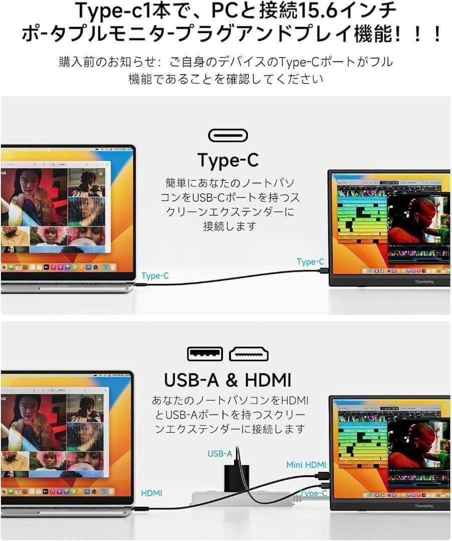 モバイルモニター 15.6インチ 1920*1080 ディスプレイ IPS液晶