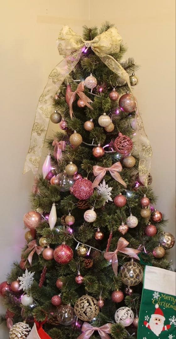180cm クリスマスツリー　オーナメント、ライト付
