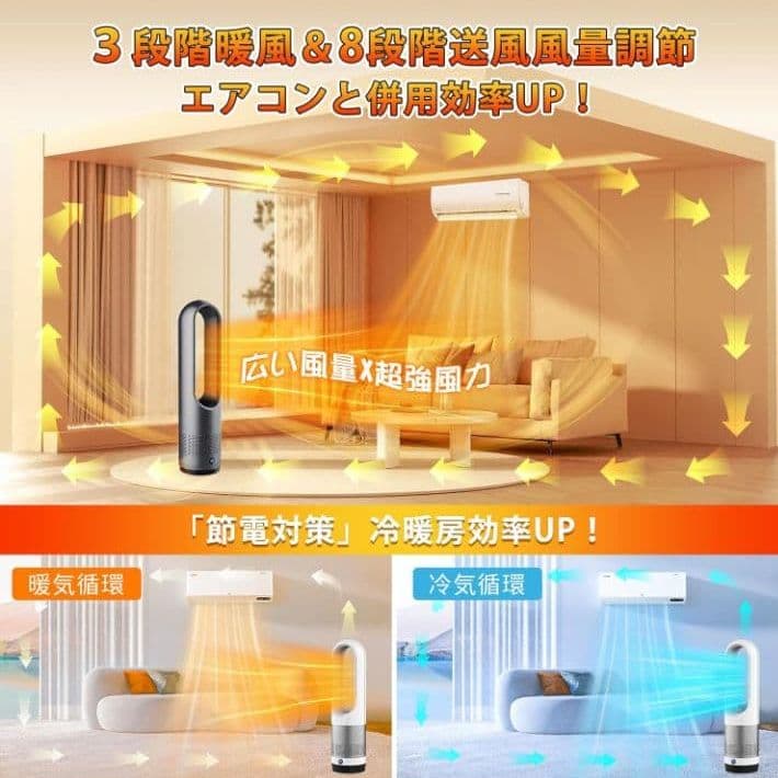 2,1999円【新品】タワーファン　暖房　扇風機　安全　リモコン　タイマー