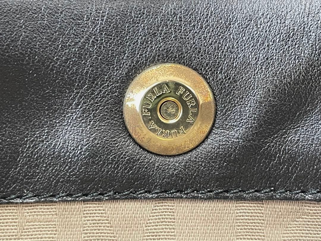 【S】美品FURLA ブラック レザーボストンバッグ 大容量 旅行カバン