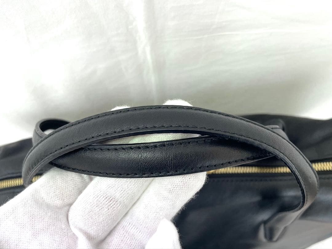 【S】美品FURLA ブラック レザーボストンバッグ 大容量 旅行カバン