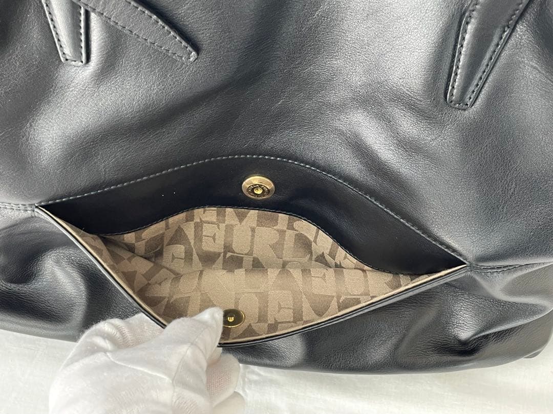 【S】美品FURLA ブラック レザーボストンバッグ 大容量 旅行カバン