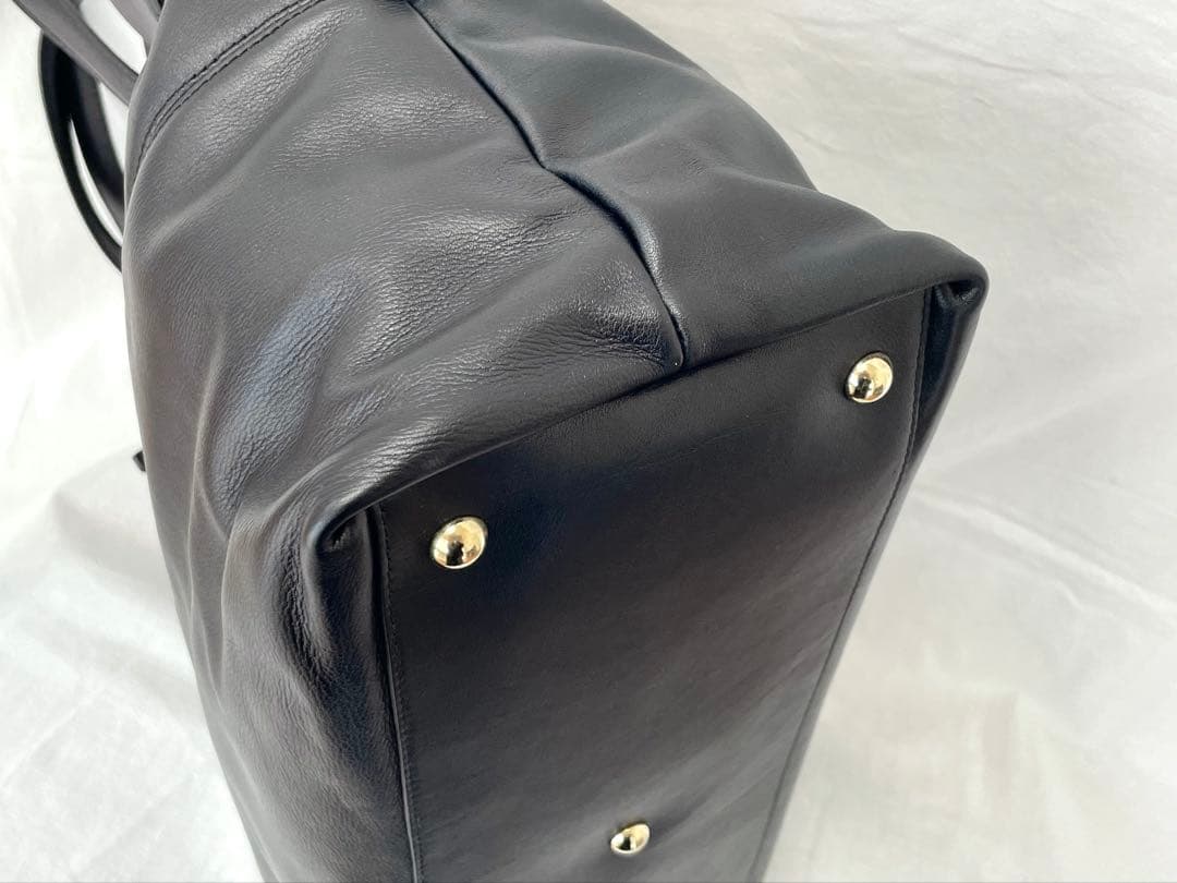 【S】美品FURLA ブラック レザーボストンバッグ 大容量 旅行カバン