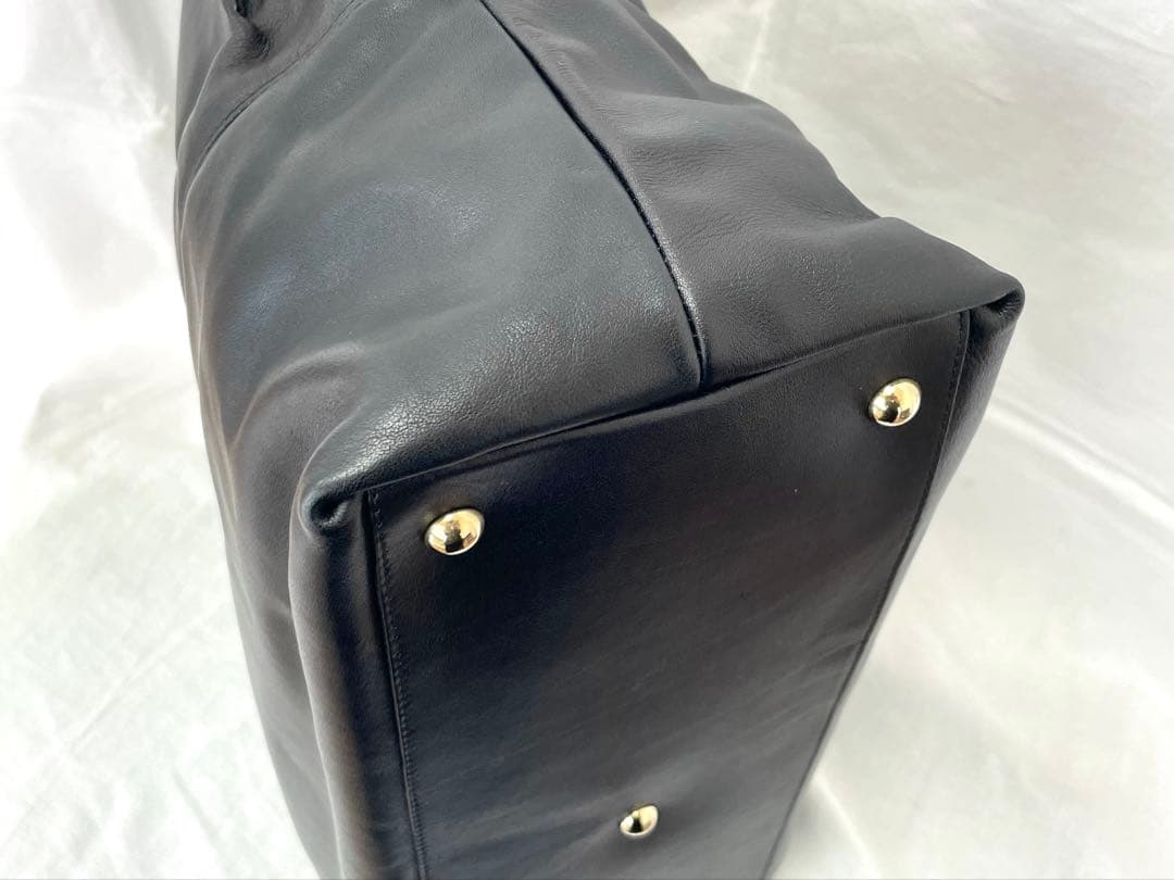 【S】美品FURLA ブラック レザーボストンバッグ 大容量 旅行カバン