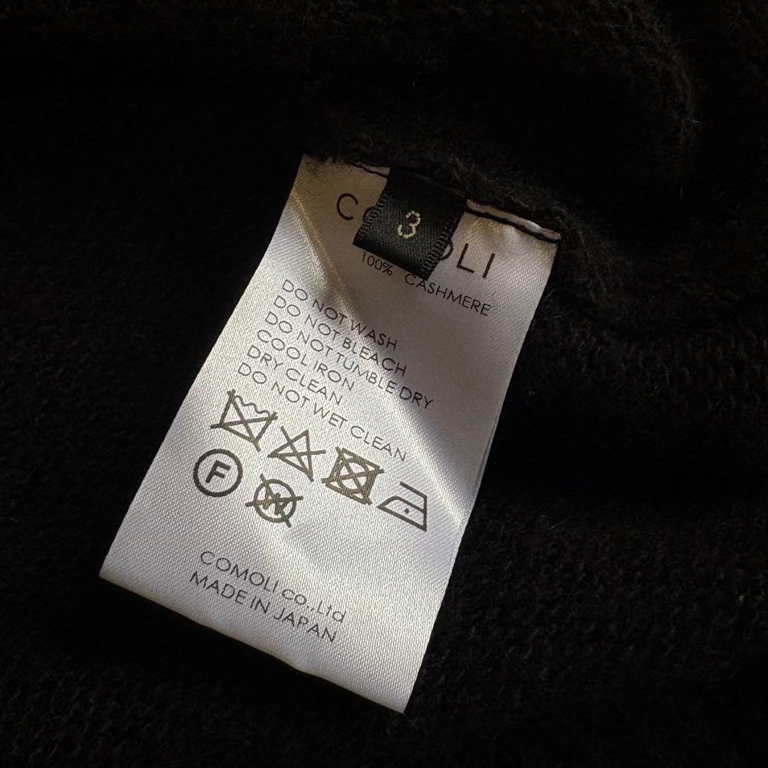 COMOLI カシミヤ 製品染 クルーネックニット　Black コモリ　黒
