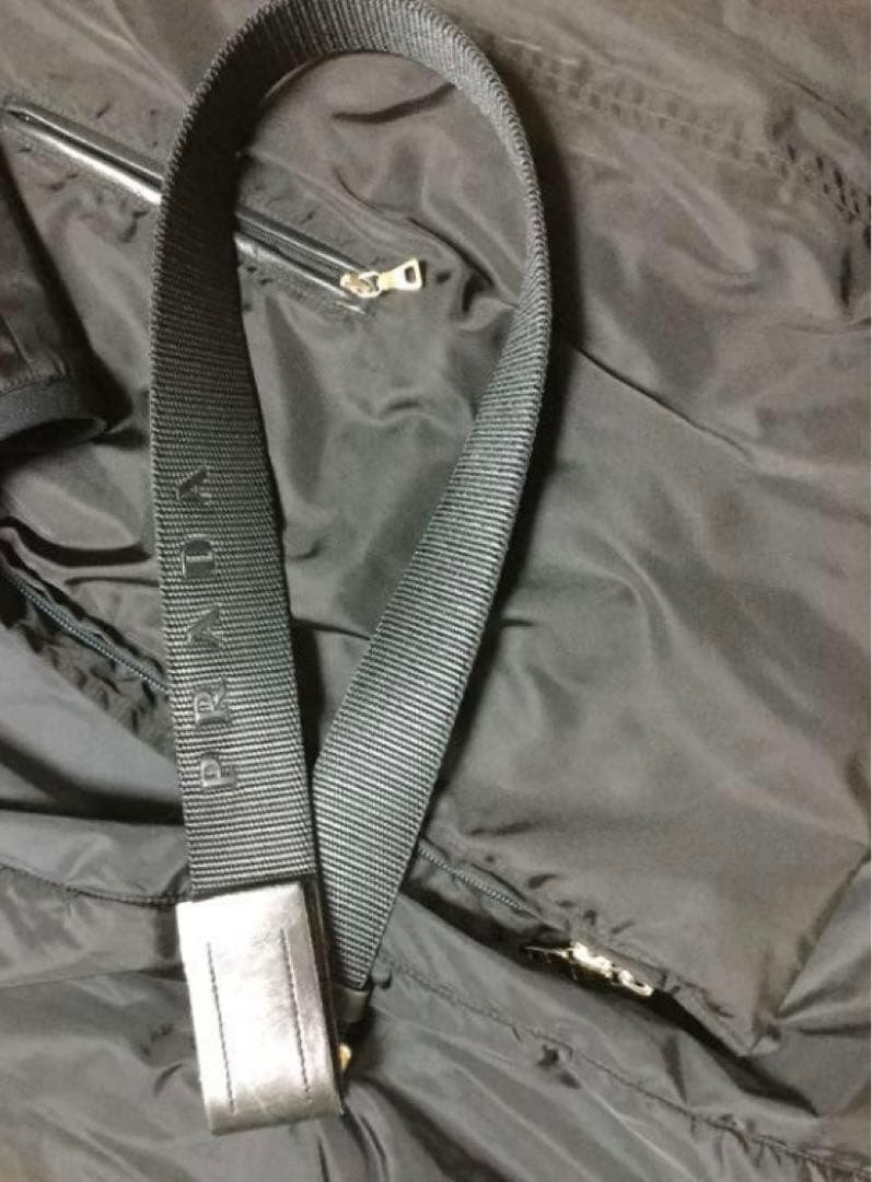 PRADA レザー&ナイロン ライダース ハーフジャケット 黒 40